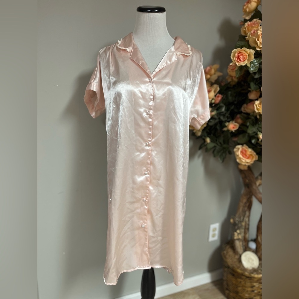 Luxurious Pink Satin Pajamas with Flowing Length